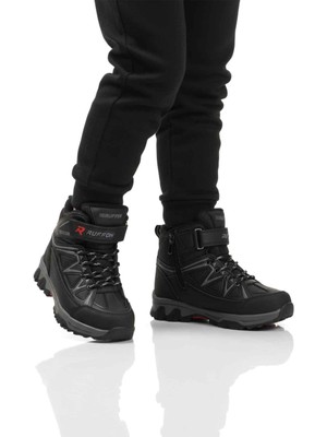 Ruffon Siyah Polarlı Fermuarlı Erkek Çocuk Düz Bot