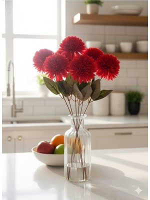 Yasima 1 Adet Kırmızı Krizantem 40 cm 7 Dallı Ev Vazo Dekor Süsü Öğretmenler Günü
