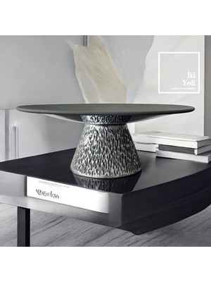 İki Yedi Konsept Della 77-2 Alüminyum Döküm Dekoratif Kase, 31×12 cm Ikramlık Tabak, Yeni Ev Ofis Hediyelik Obje