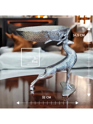 İki Yedi Konsept Geralt Geyik Figürlü Metal Büyük Dekoratif Kase Meyvelik Şekerlik Lüks Ev Dekorasyonu Ofis Hediyesi