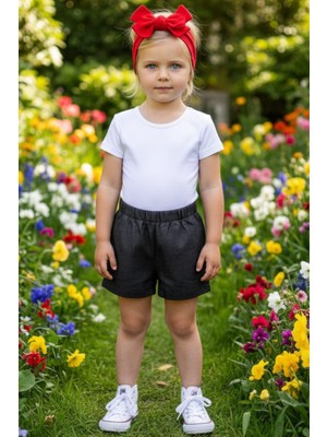 Parla Kids Kız Çocuk Lacivert Jean Şort Bandana Takım