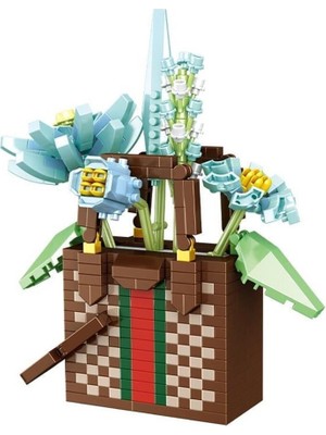 Nilly Toys P1075 Panlos Çanta Buket Çiçek 688 Parça Block Oyuncak