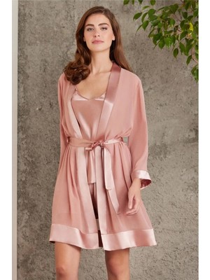 Pierre Cardin 7085 Saten 4'lü Gecelik&sabahlık Büstiyerli Şort Takım