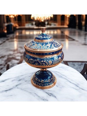 Bakır Center Bakır Şekerlik Saf Bakır Şekerlik 23*14 cm Büyük Boy El Işlemeli Bakır Çikolatalık Erzurum Bakır Gondol