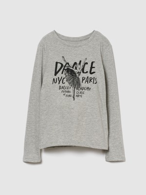 Gap Kız Çocuk Gri Grafik T-Shirt
