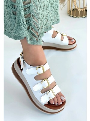 Zengezur Mall Nrzsnt Jatay Beyaz Cilt Sandalet (Numara: 38)