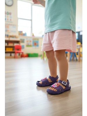 Uzero Sarı Erkek Kız Çocuk Terlik Sandalet Kaydırmaz Tabanlı Hayvan Resimli Kreş Havuz Günlük Ayakkabı