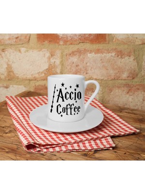 Accio Cafe Baskılı Beyaz Türk Kahvesi Fincanı