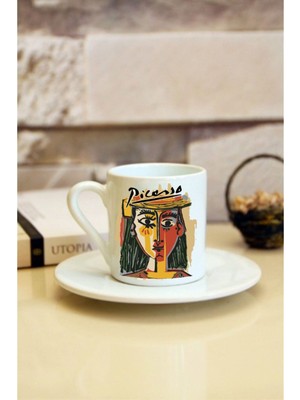 Picasso Baskılı Beyaz Türk Kahvesi Fincanı