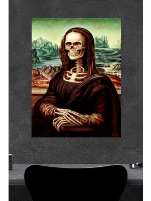 Iskelet Mona Lisa Ahşap Poster (27X18)