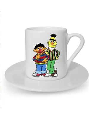 Edi ile Büdü Baskılı Beyaz Türk Kahvesi Fincanı