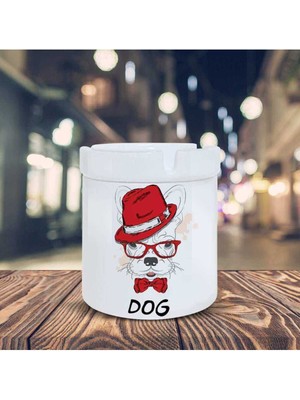 Kırmızı Şapkalı Köpek Baskılı Küllük Seramik Kül TABLASI-25489