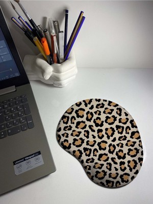 Leopar Desenli Bilek Destekli Mouse Pad