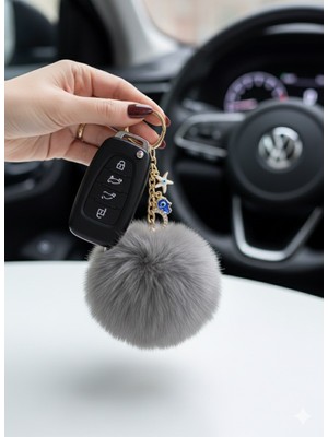 Sihirli Halı Peluş Pofuduk Ponpon Puf Füme Tüylü Üçlü Charm Ev Ofis Araba Telefon Cüzdan Çanta Anahtarlık
