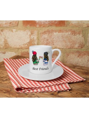 Best Friends Baskılı Beyaz Türk Kahvesi Fincanı