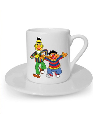 Edi ile Büdü Baskılı Beyaz Türk Kahvesi Fincanı