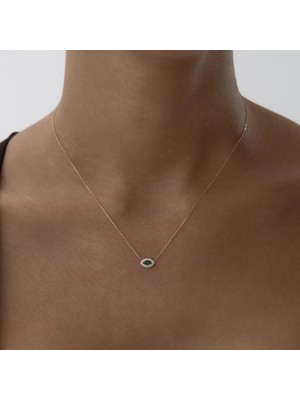 Taşlı Yeşil Göz Kolye