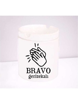 Caddemart | Bravo Tasarımlı Baskılı Beyaz Seramik Kokusuz Kül Tablası