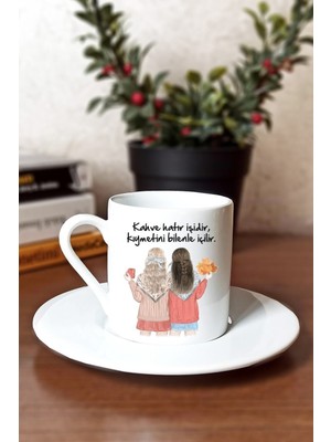 Caddemart | En Iyi Arkadaşa Hediye Iki Kız Karakter Baskılıporselen Türk Kahvesi Fincanı