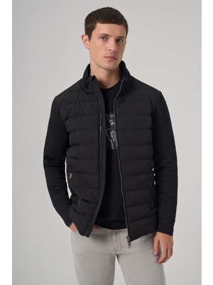 Morven  Erkek Siyah Poliamid Kısa Kapitone Mont