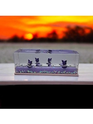 Menuzer Kuromi ve Hello Kitty Karakterli Batmayan Şirin Figürler Akvaryumlu Plastik Süs