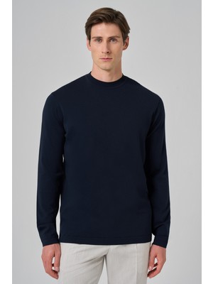 Morven  Erkek Lacivert Trend Bisiklet Yaka Rayon Triko