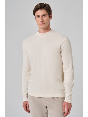Morven  Erkek Ekru Trend Bisiklet Yaka Rayon Triko