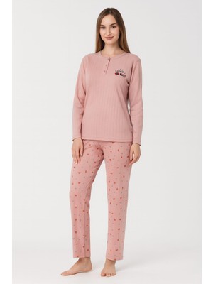 Pemilo Kadın 0382 Raporlu İnterlok Uzun Kol Pijama Takımı
