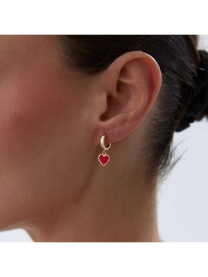 Rayna Kırmızı Kalp Sallantılı Küpe