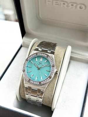 Ferro FL43029A-A15 Quartz Çelik Gri Turkuaz Kadran 33 mm Kadın Kol Saati