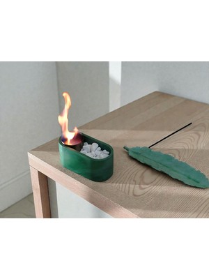 FEG'ART  ATÖLYE Bio-Fire V1 (Yeşil) Masaüstü Şömine + Tüy Tütsülük + 1lt Yakıt + 5 Adet Tütsü Çubuğu