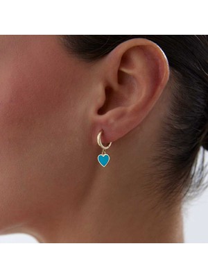 Rayna Turkuaz Kalp Sallantılı Küpe