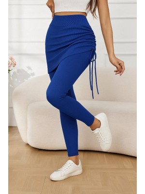 Buğrahayalin Kadın Yüksek Bel Yandan Büzgülü Alttan Uzun Kaşkorse Tayt Etek