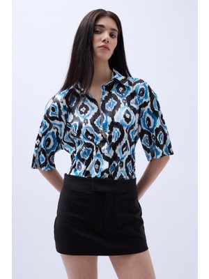 Eccey Butik Desenli Saten Gömlek
