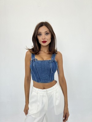 Eccey Butik 6987 Kot Bluz-Mavi