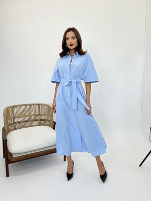 Eccey Butik 5318 Elbise-Mavi