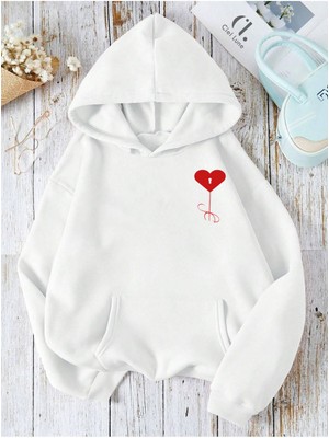 Nevermind Heart Baskılı Oversize Unisex Kapüşonlu Sweatshirt