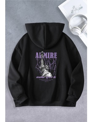 Nevermind Unisex Kadın Erkek Newyork Şimşek Modeli Oversize Sweatshirt 2 Iplik