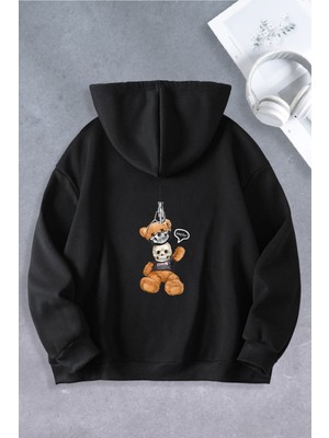 Ciel Lune Nevermind Unisex Kadın Erkek Ayı Maskeli Oversize Sweatshirt Siyah