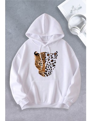 Nevermind Unisex Kadın Erkek Leopar Oversize Sweatshirt