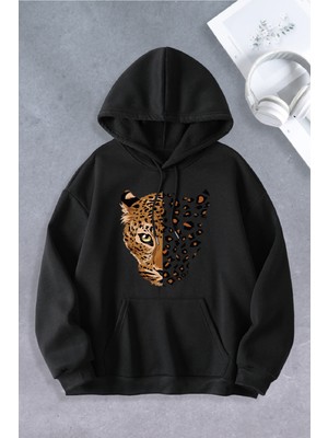 Ciel Lune NEVERMIND Unisex Kadın Erkek Leopar Oversize Sweatshirt