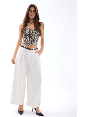 Eccey Butik 7396 Pantolon-Ekru