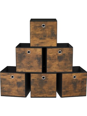 Storemax Saklama Kutusu, 6'lı Set, Düzenleme Kutuları, Dokusuz Kumaş, Katlanır Kutu, 26 x 26 x 28 Cm, Kumaş Kutu, Küp Raf Için, Kıyafet Düzenleyici, -Siyah RFB126B01