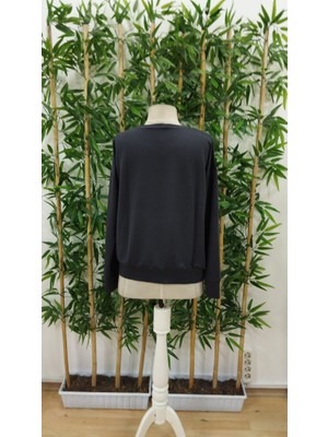 Buğrahayalin Kadın Uzun Kollu Bisiklet Yaka Viskon Iki Iplik Bluz