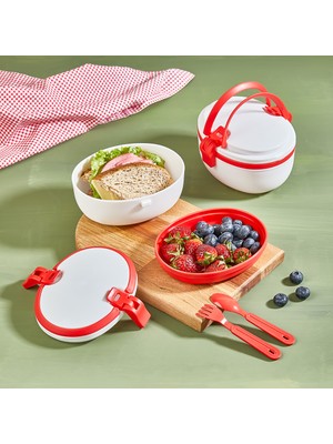 Mons Qlux Beslenme Kabı Bpa Içermez Çatal Kaşıklı Beslenme Kabı Okul Kamp Piknik L-00691