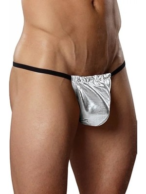 Moda Şahsenem Fantazi Gümüş Renk Lame Erkek String-Tanga