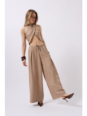 Buğrahayalin Düşük Bel Oversize Keten Pantolon