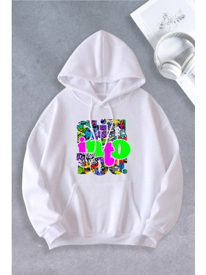 Ciel Lune NEVERMIND Unisex Kadın Erkek Still Desenli Baskılı Oversize Sweatshirt