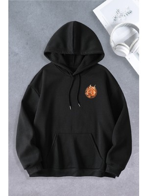 Ciel Lune Nevermind Unisex Kadın Erkek Tiger Baskılı Oversize Sweatshirt 2 İPLİK Siyah
