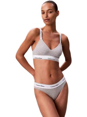 Calvin Klein Kadın Gri Lightly Lined Bralette Sütyen Dikişsiz Rahatlık ve Pamuklu Kumaş